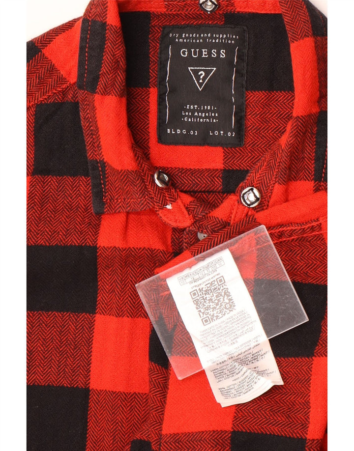 Guess drenge grafisk flannel skjorte 11-12 år rød ternet bomuld
