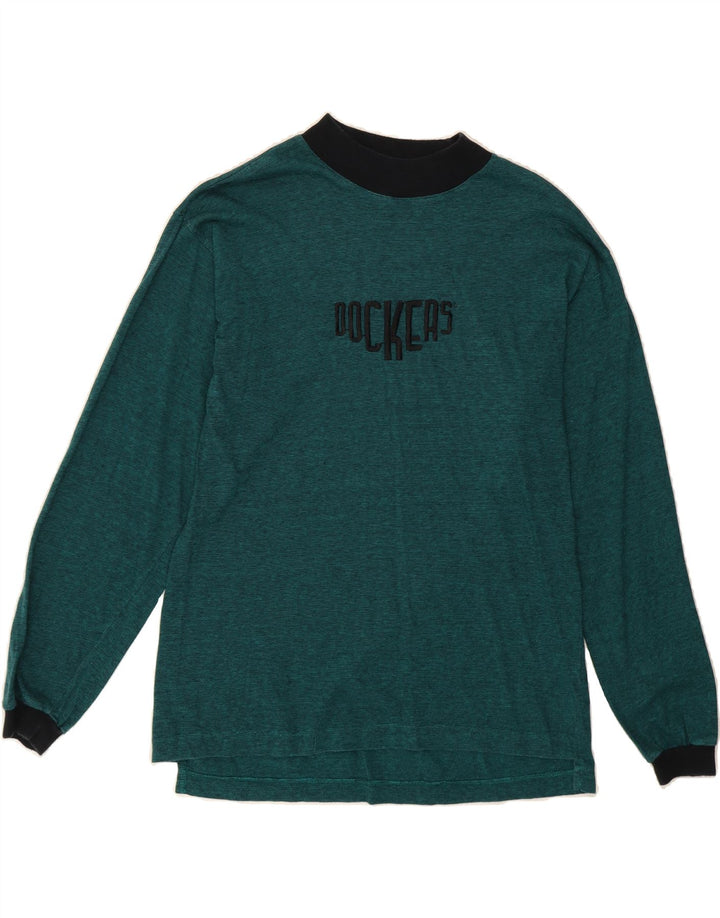 DOCKERS Womens Graphic Top Long Sleeve UK 16 Large Green Cotton Vintage Dockers and Second-Hand Dockers from Messina Hembry 