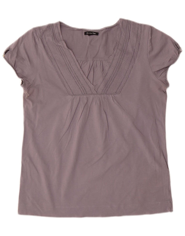 MASSIMO DUTTI Dame bluse Top UK 14 Stor Grå Bomuld