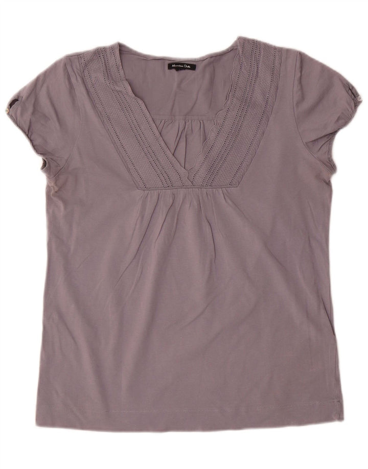MASSIMO DUTTI Dame bluse Top UK 14 Stor Grå Bomuld