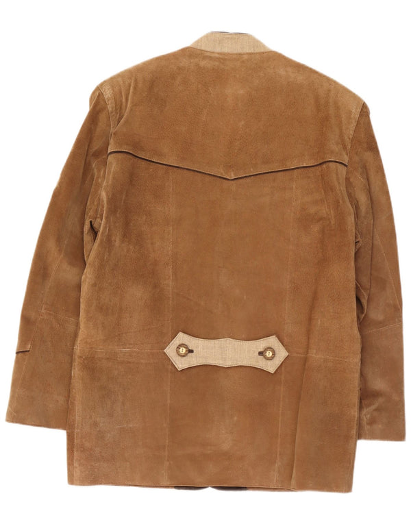 Vintage herre ruskind 3-knaps blazerjakke UK 36 Small Beige Colourblock