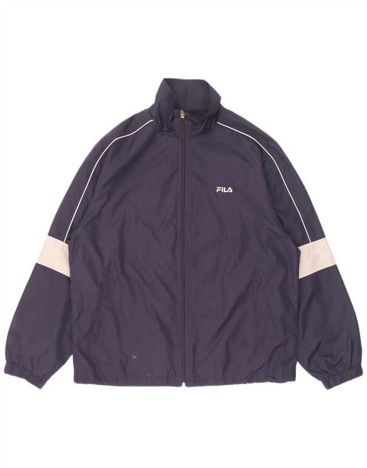 Fila Regnjakke til mænd UK 38 Medium Navy Blue Colourblock Polyester