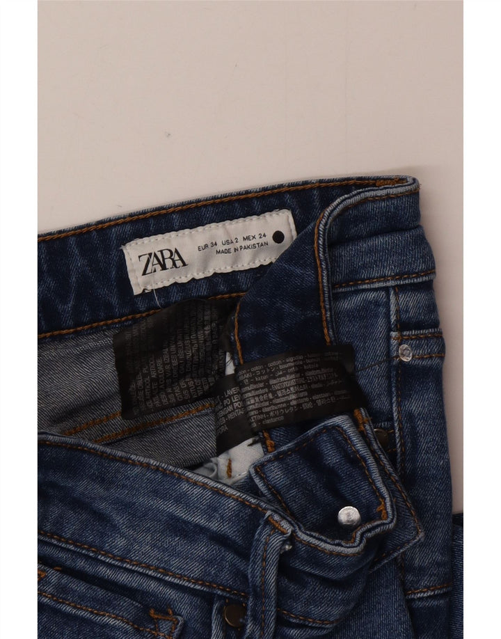 Zara Dame Flared Jeans EU 34 2XS W24 L32 Blå Bomuld