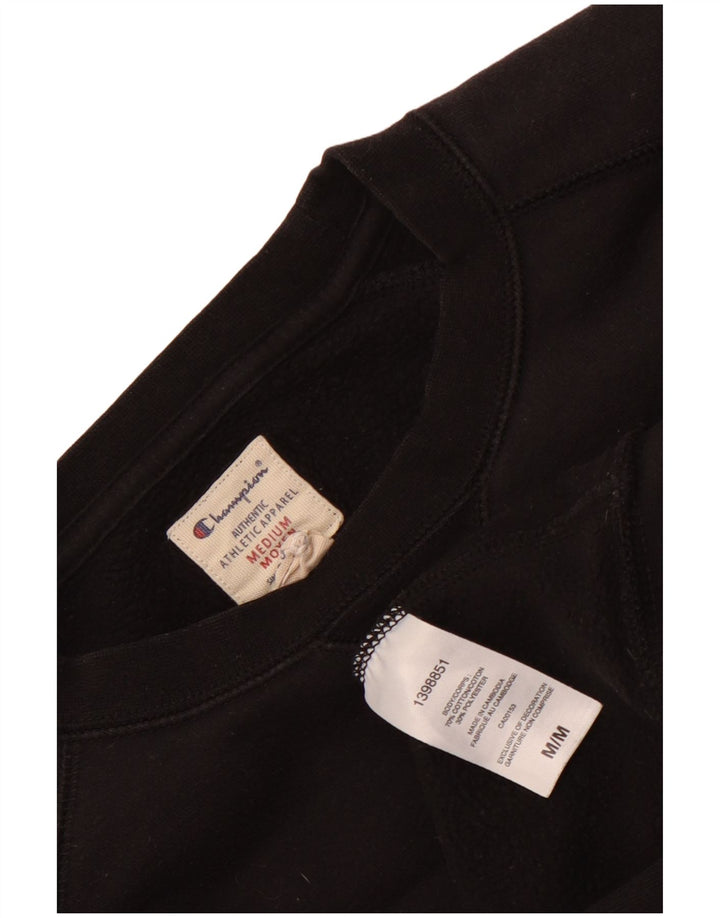 CHAMPION Dame Grafisk Sweatshirt Jumper UK 14 Medium Sort Bomuld