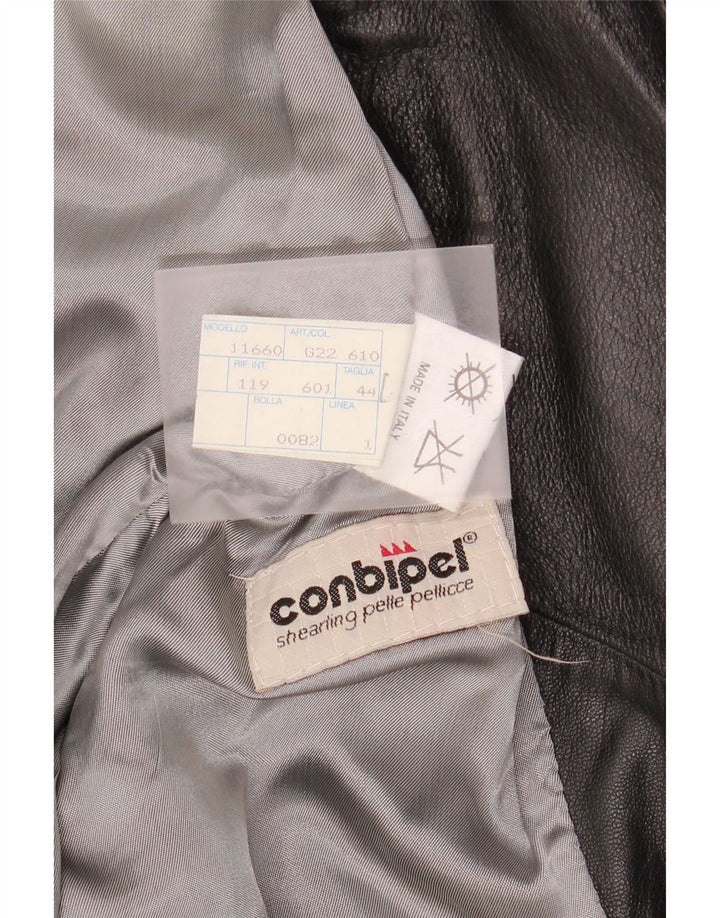Conbipel Dame Læder Biker Jacket IT 44 Medium Sort Læder