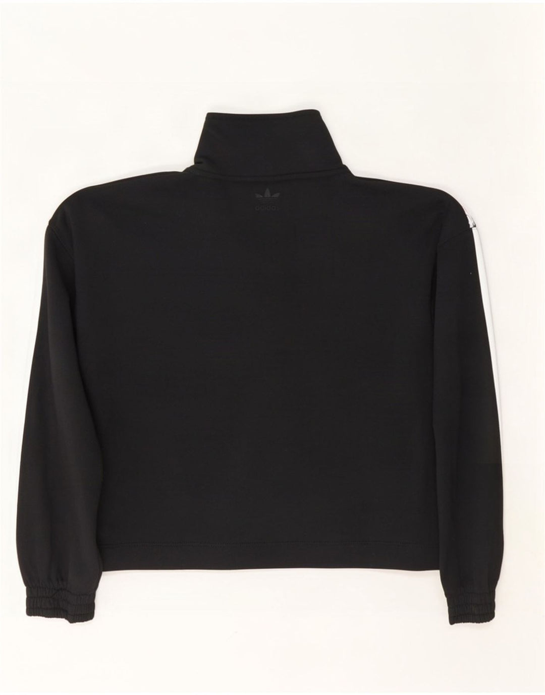 Adidas Dame Oversized Crop Button Neck Sweatshirt Jumper UK 8 Small Black