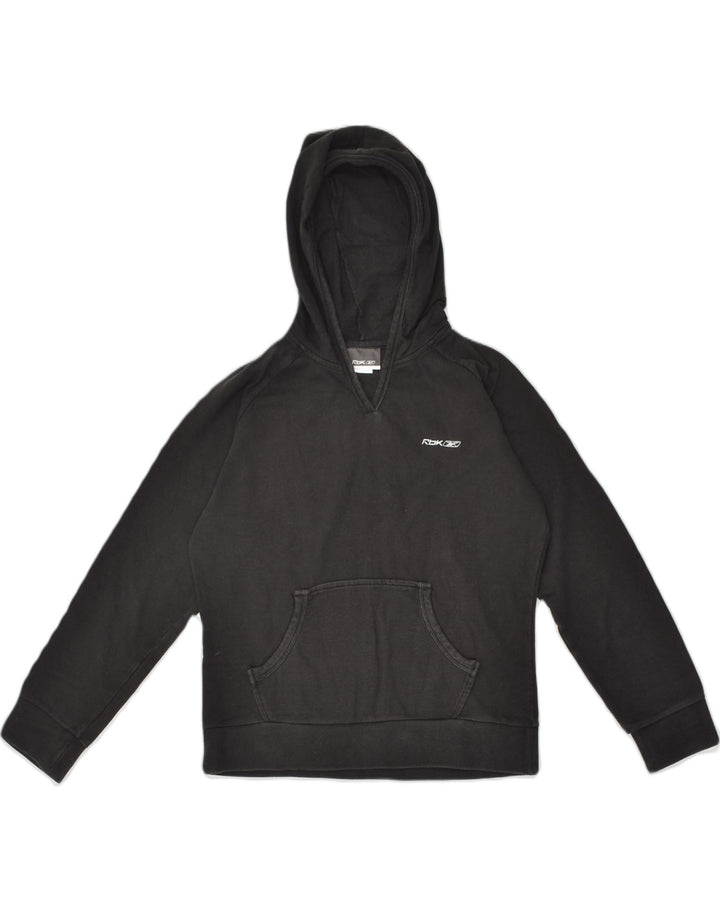 REEBOK Womens Hoodie Jumper UK 14 Medium Black Cotton | Vintage Reebok | Thrift | Second-Hand Reebok | Used Clothing | Messina Hembry 