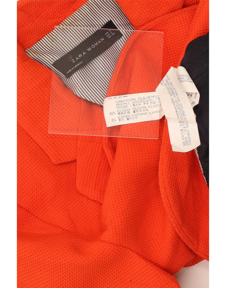 Zara Dame 1 Knap Blazer Jacket UK 10 Small Orange Polyester