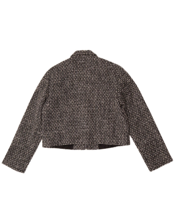 Les Copains Womens Crop Bomber Jacket UK 14 Medium Grey Ternet polyester
