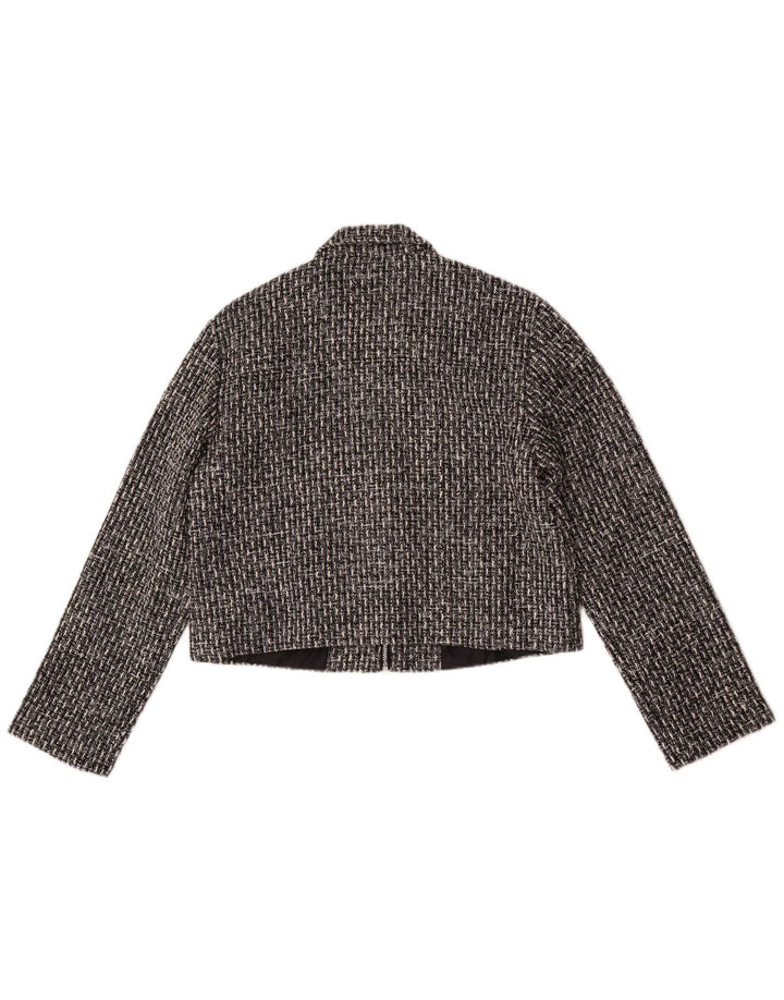 Les Copains Womens Crop Bomber Jacket UK 14 Medium Grey Ternet polyester