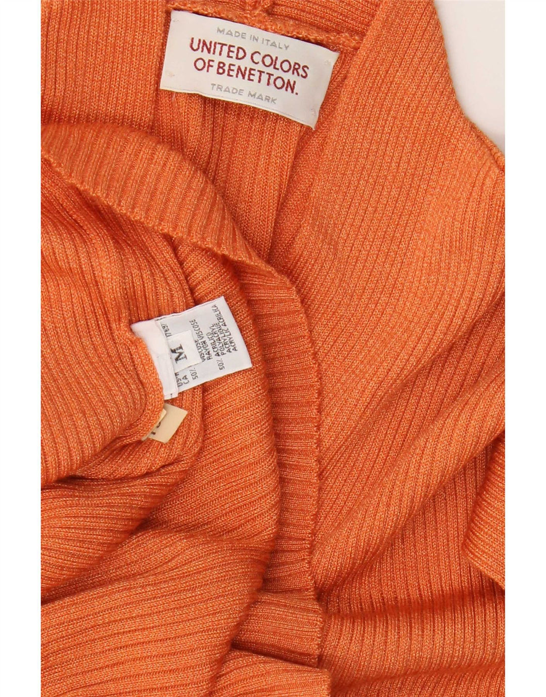 Benetton Dame Oversized Vest Tank Top UK 14 Medium Orange Viscose