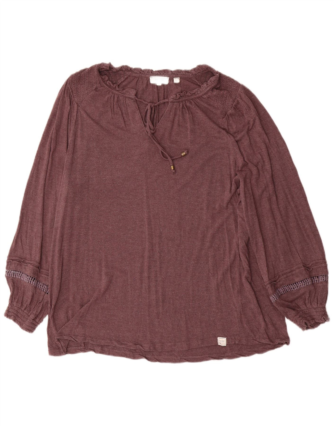 FAT FACE Dame Oversized langærmet bluse Top UK 10 Lille brun viskose