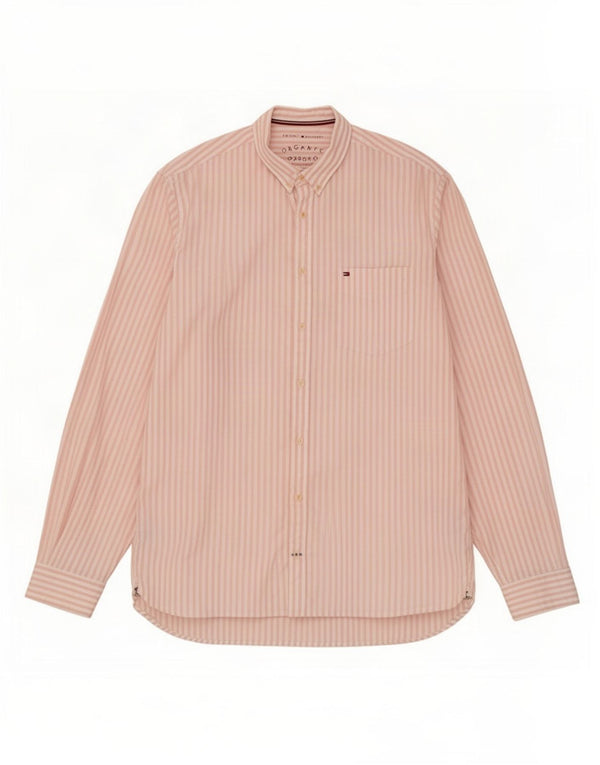 Tommy Hilfiger herreskjorte XL Pink nålestribet bomuld
