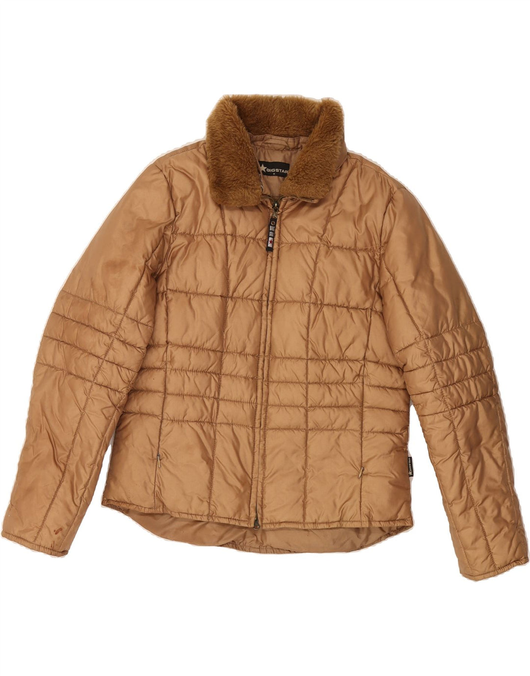 BIG STAR Womens Padded Jacket UK 14 Medium Beige Polyamide Vintage Big Star and Second-Hand Big Star from Messina Hembry 