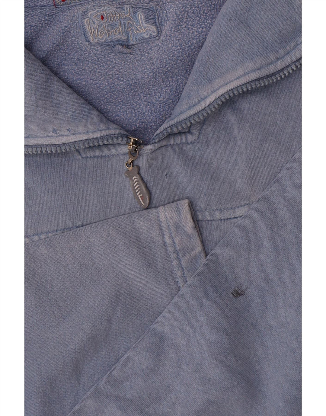 Weird Fish Herre Zip Neck Sweatshirt Jumper Medium Blue Bomuld