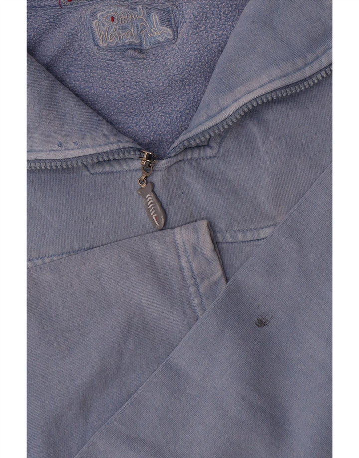 Weird Fish Herre Zip Neck Sweatshirt Jumper Medium Blue Bomuld