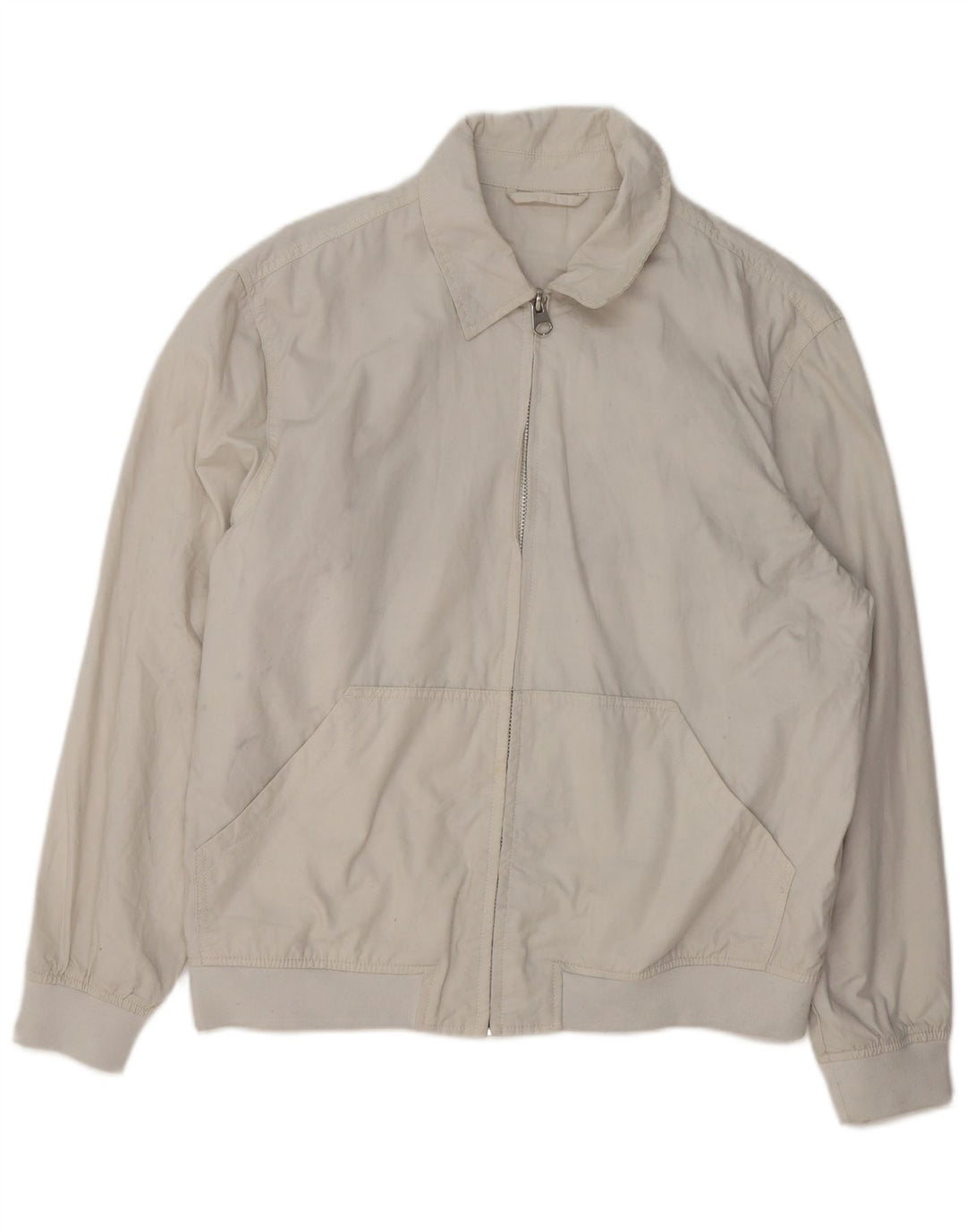 Zara Herre Bomber Jacket UK 40 Stor Hvid Nylon