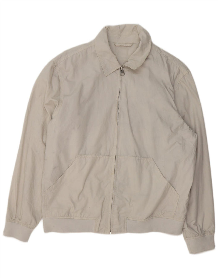 Zara Herre Bomber Jacket UK 40 Stor Hvid Nylon