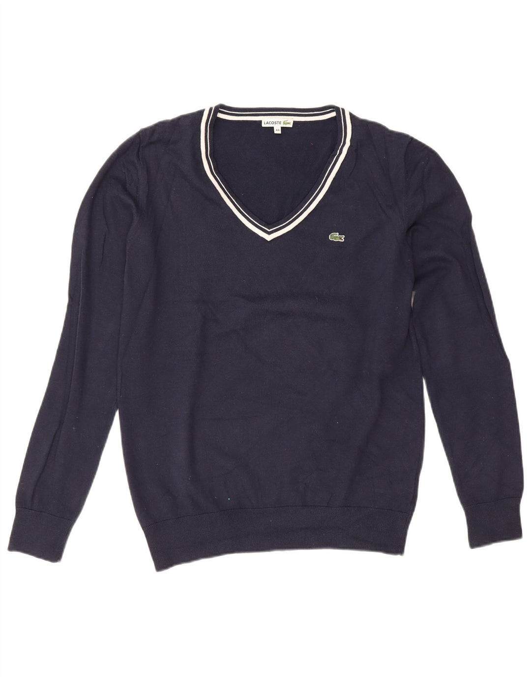 Lacoste Dame V-hals sweater Størrelse 44 Stor Marineblå Bomuld