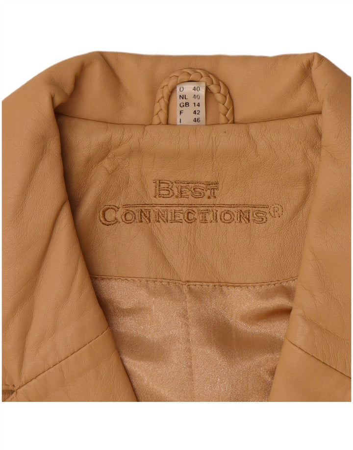 Vintage læderfrakke til kvinder UK 14 Stort beige læder