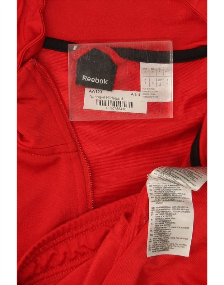 Reebok Træningsdragt til mænd, topjakke, stor rød farveblok polyester