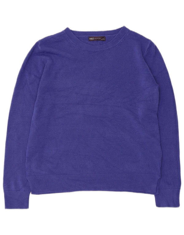 Marks & Spencer Womens Boat Neck Jumper Sweater UK 12 Medium Purple Acrylic