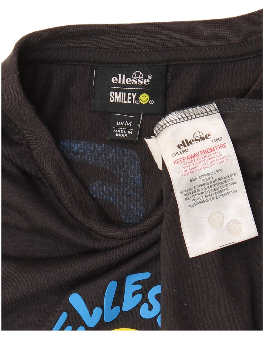 Ellesse Herre Grafisk T-Shirt Top Medium Sort Polyester