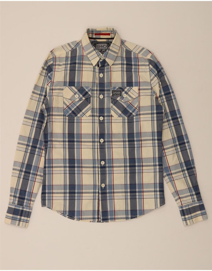 SUPERDRY Mens Shirt Medium Navy Blue Check Vintage Superdry and Second-Hand Superdry from Messina Hembry 