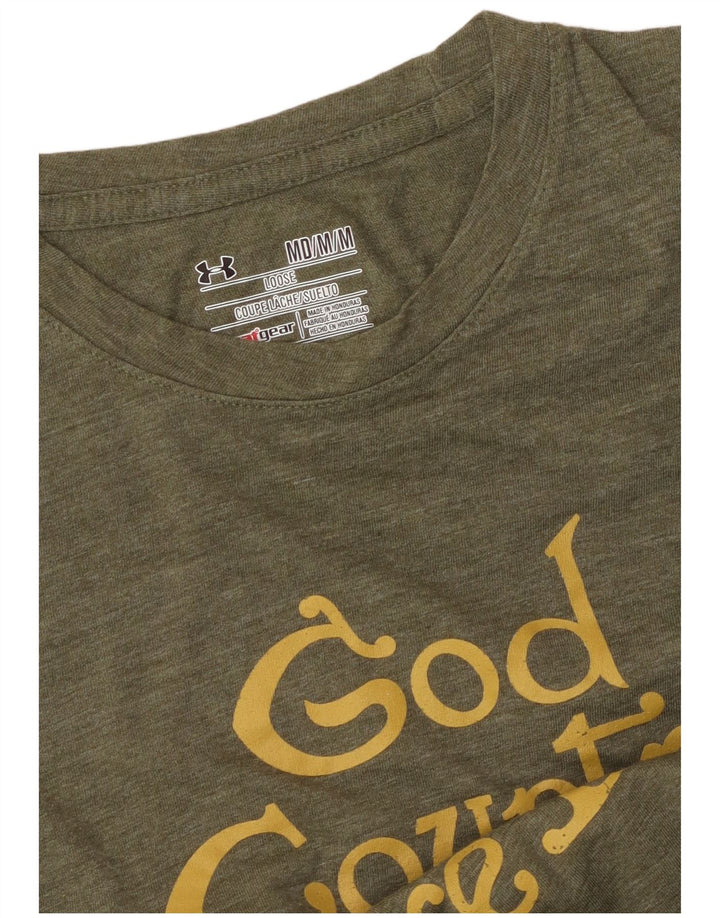 UNDER ARMOR Herre Heat Gear Grafisk T-Shirt Top Medium Khaki