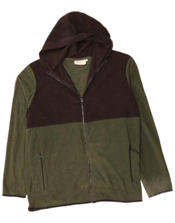 Mountain Warehouse Herre fleecejakke med hætte UK 44 2XL Khaki Colourblock