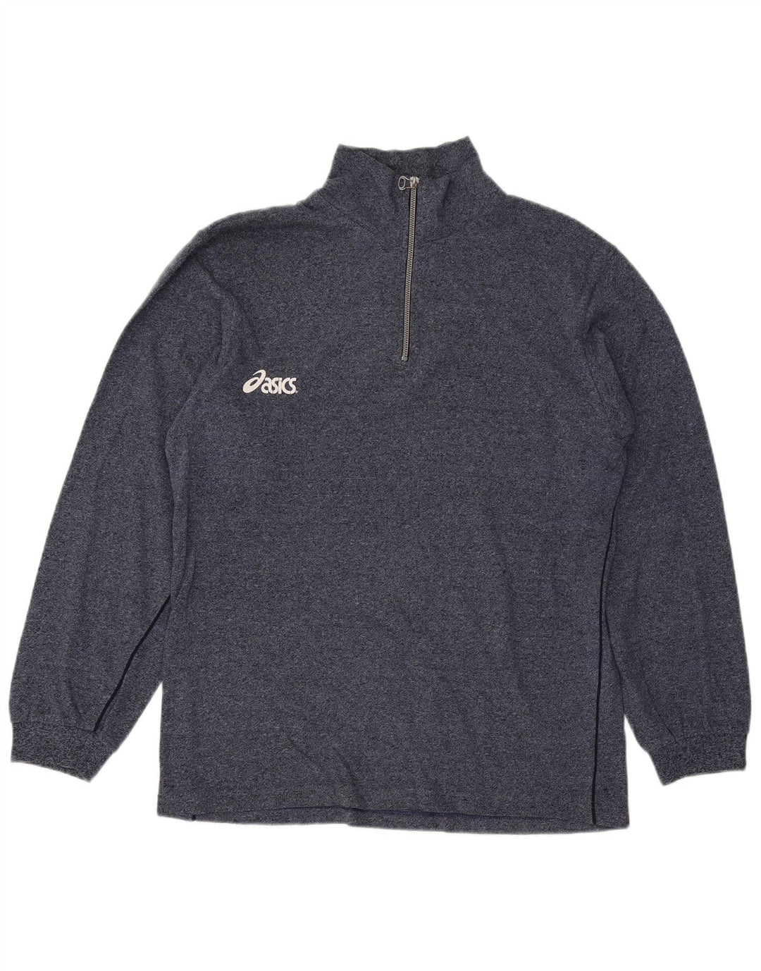 Asics Herre Grafisk Zip Neck Sweatshirt Jumper Large Navy Blue Flecked