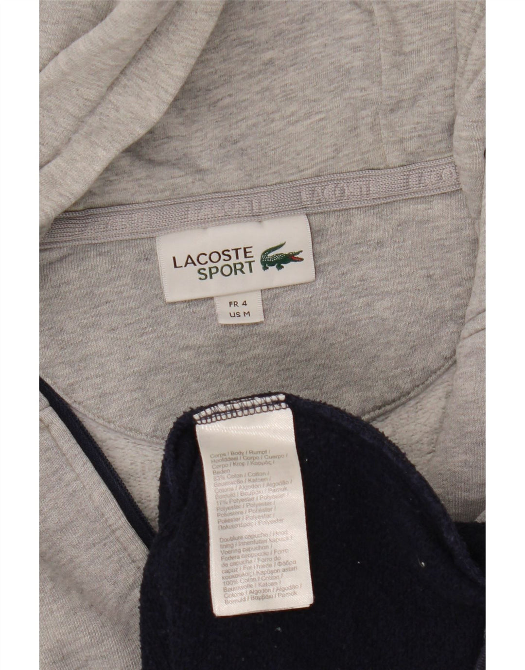 Lacoste Herre Zip Neck Hoodie Jumper Størrelse 4 Medium Navy Blue Colourblock