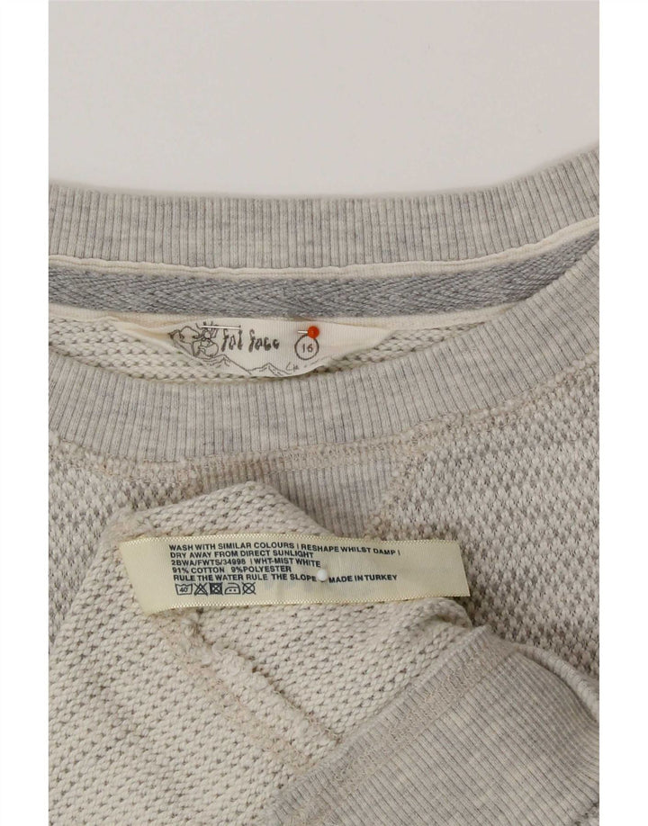 Fat Face Dame Sweatshirt Jumper UK 16 Stor Grå Bomuld