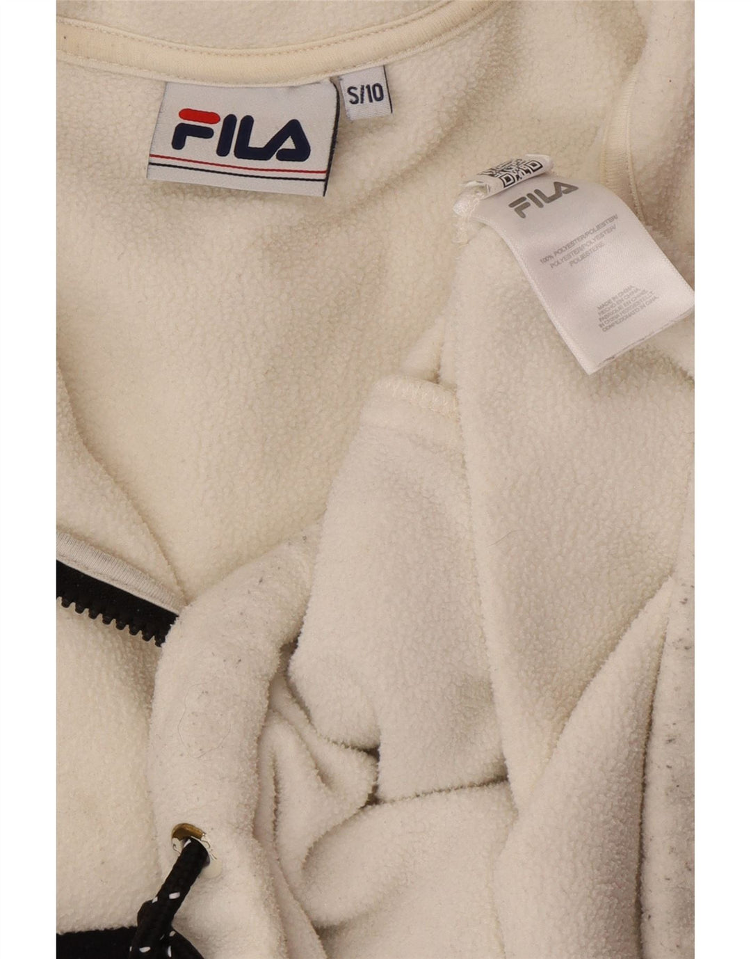 FILA Oversized grafisk fleecetrøje til kvinder UK 10 Small White Colourblock