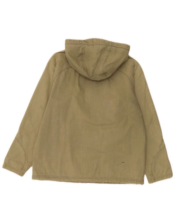 Weird Fish Herre Hooded Bomber Jacket UK 40 Large Khaki Cotton