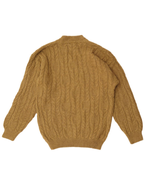 Vintage Herre Turtle Neck Jumper Sweater Small Khaki Alpaca Uld