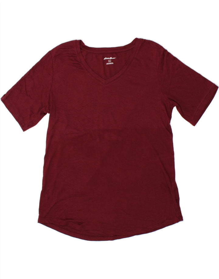 EDDIE BAUER Womens T-Shirt Top UK 16 Large Maroon Cotton Vintage Eddie Bauer and Second-Hand Eddie Bauer from Messina Hembry 
