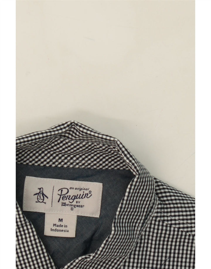 PENGUIN Mens Shirt Medium Grey Gingham Cotton Vintage Penguin and Second-Hand Penguin from Messina Hembry 