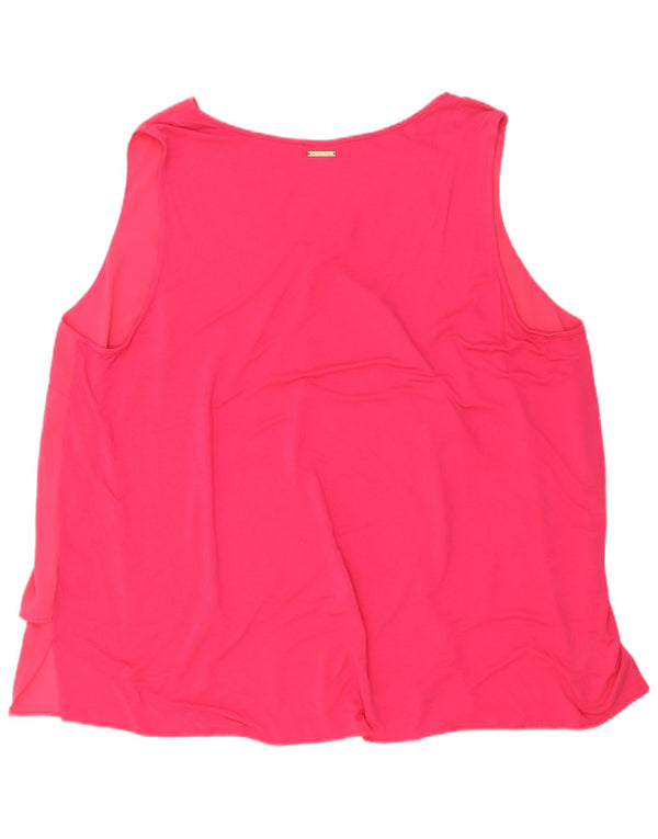 Michael Kors Dame ærmeløs bluse Top UK 22 3XL Pink Polyester