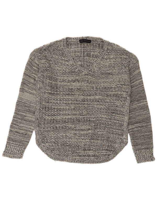 Marks & Spencer Dame V-hals sweater UK 14 Medium Navy Blue Flecked