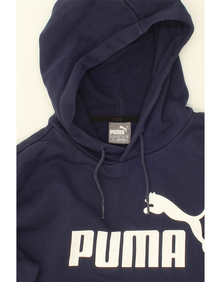 PUMA Mens Graphic Hoodie Jumper Small Navy Blue Vintage Puma and Second-Hand Puma from Messina Hembry 