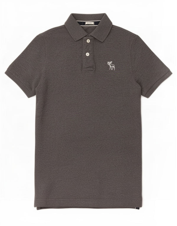 Abercrombie & Fitch Muscle Polo Shirt til mænd Stor grå bomuld