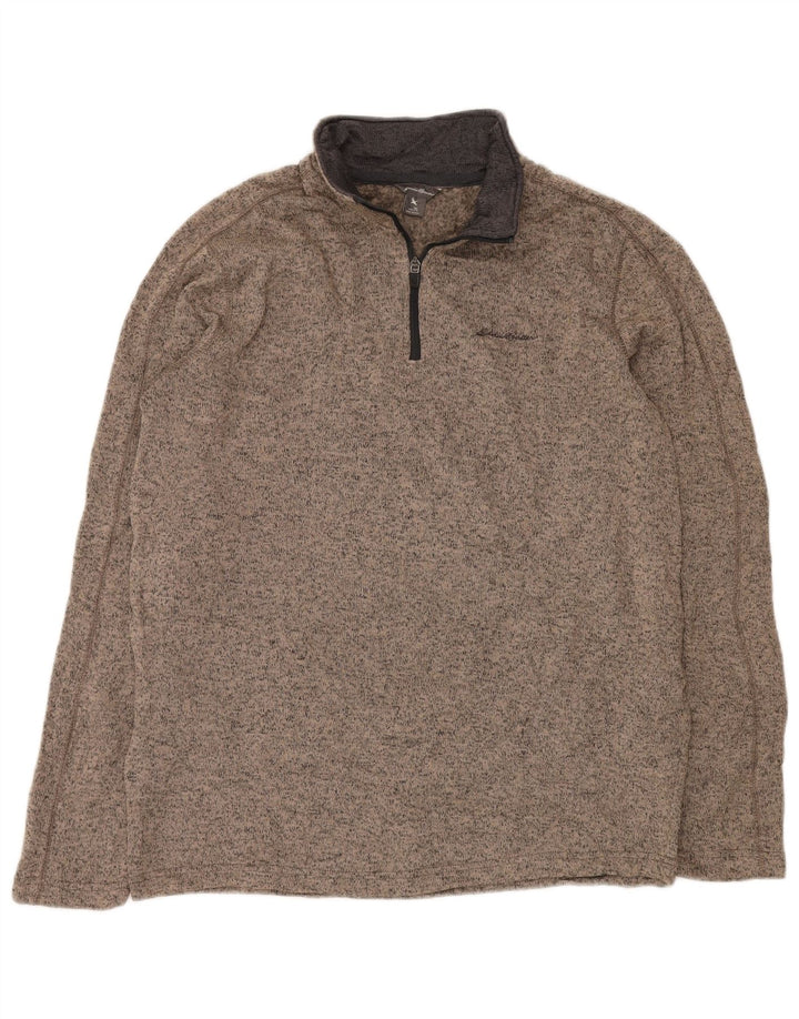 EDDIE BAUER Sweatshirt med lynlås til mænd Large Beige Flecked Polyester