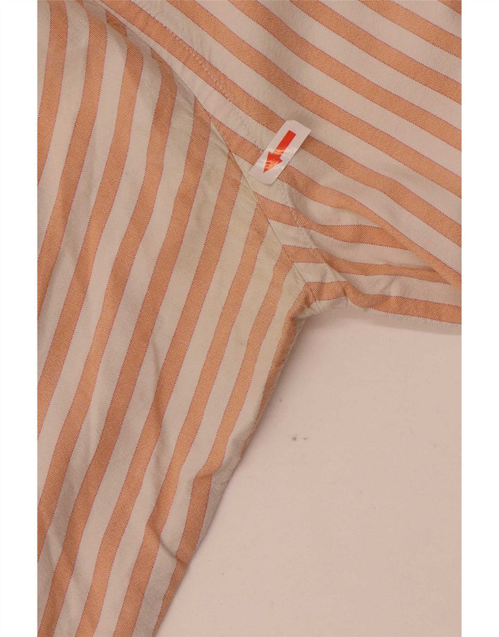 Reiss Mens Slim Fit Shirt Medium Orange Striped Cotton