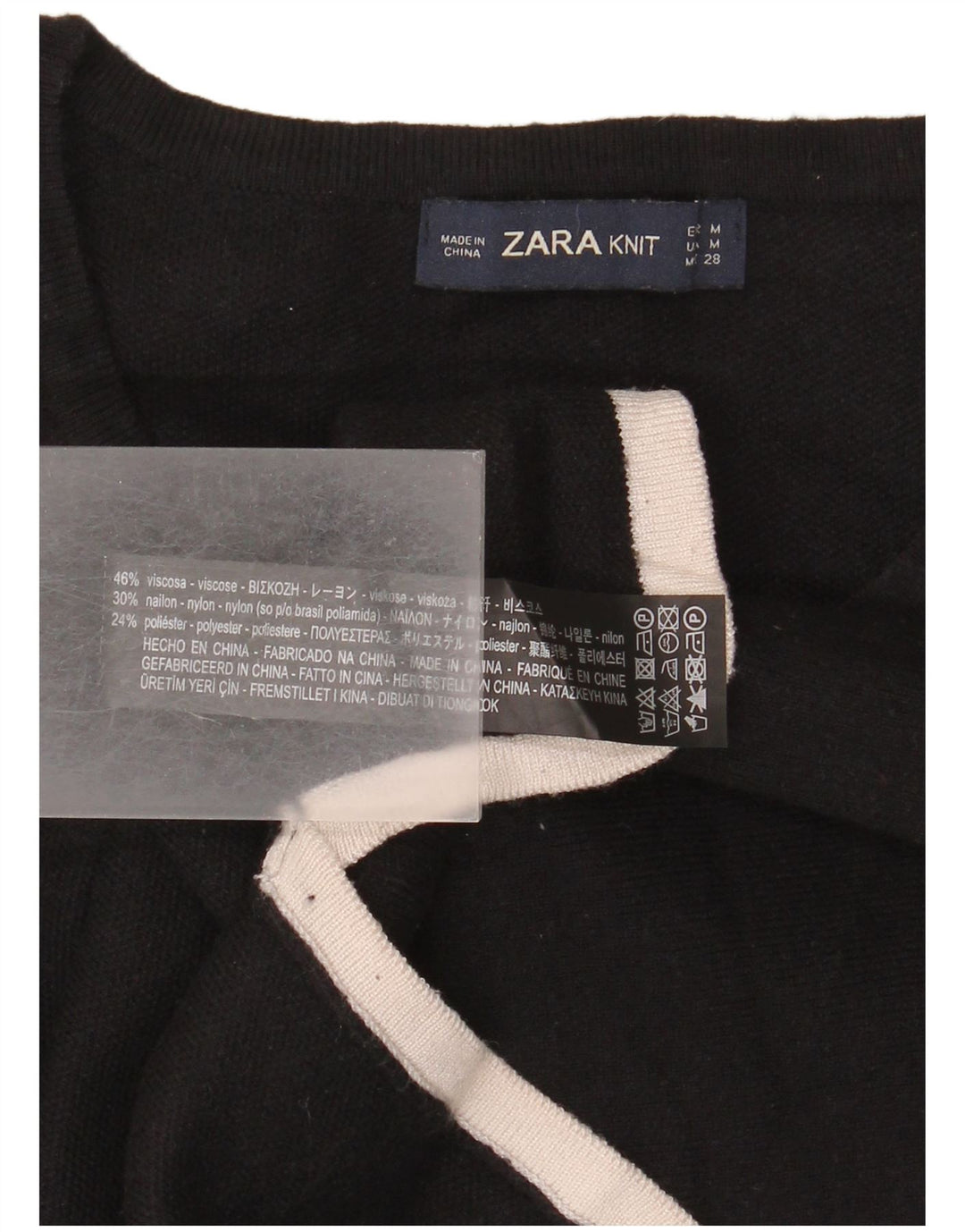 Zara Dame Boat Neck Jumper Sweater UK 12 Medium Black Colourblock