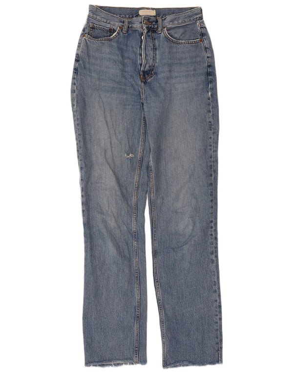Topshop Dame Far Distressed Straight Jeans W26 L32 Blå Bomuld