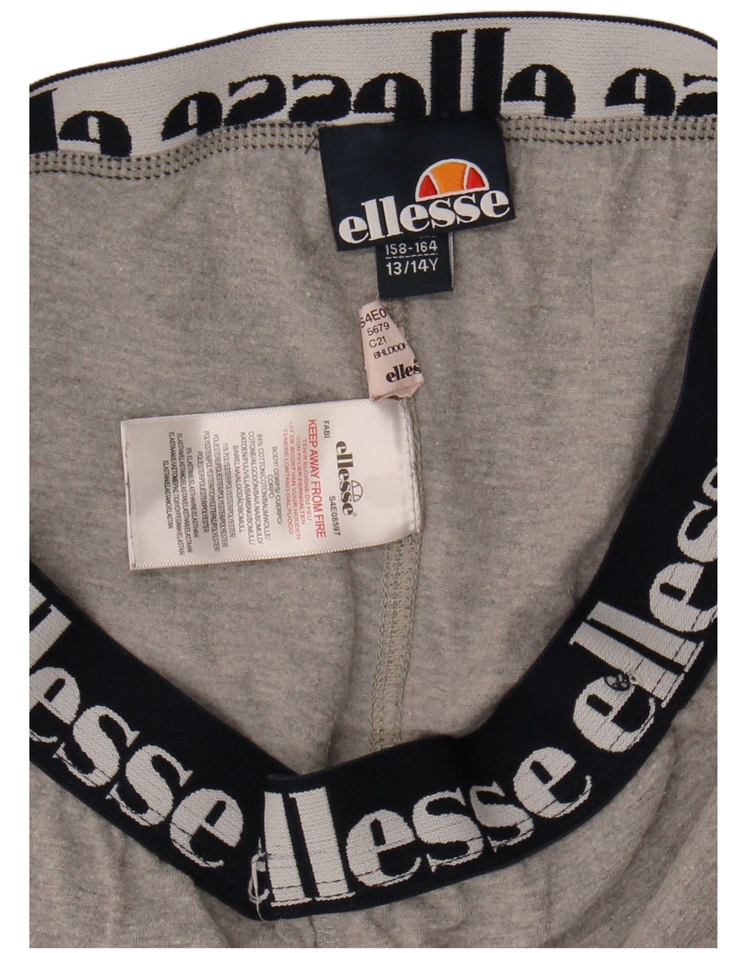 ELLESSE Girls Graphic Leggings 13-14 Years  Grey Cotton
