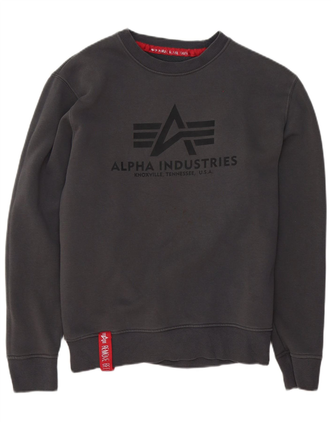 Alpha Industries Grafisk sweatshirt til mænd, lille grå bomuld