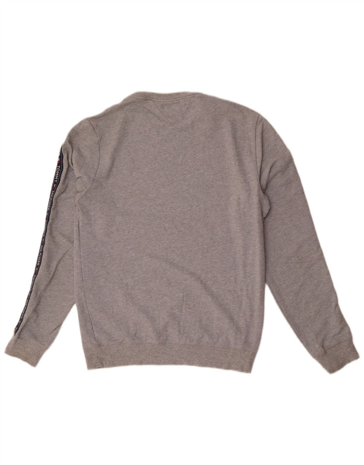 Tommy Hilfiger Herre Grafisk Sweatshirt Jumper Stor Grå Colourblock Bomuld