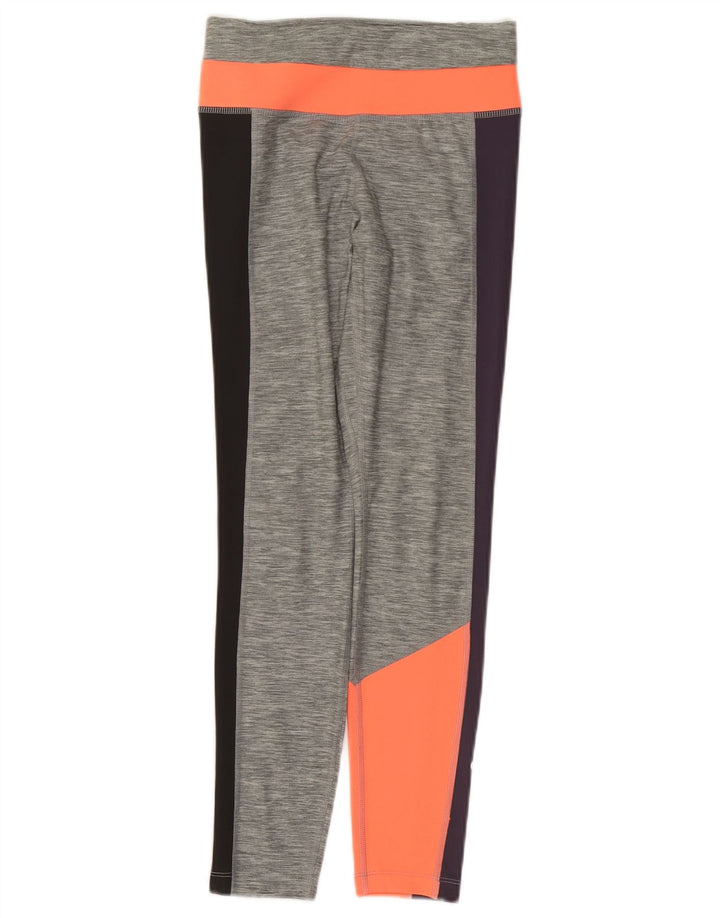 Nike Dame Dri Fit Leggings UK 10 Small Grey Colourblock Polyester